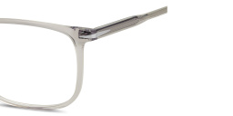 Shop DAVID BECKHAM Talisman Wide Rectangle Eyeglasses in Transparent Grey online.