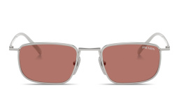 Shop PRADA Engraved Logo Pillow Sunglasses in Silver online.
