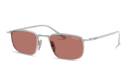 Shop PRADA Engraved Logo Pillow Sunglasses in Silver online.