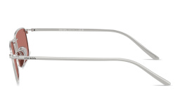 Shop PRADA Engraved Logo Pillow Sunglasses in Silver online.