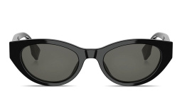 Shop FENDI Lettering Oval Sunglasses in Black online.