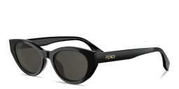 Shop FENDI Lettering Oval Sunglasses in Black online.