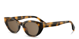 Shop FENDI Lettering Oval Sunglasses in Dark Havana online.