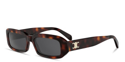 Shop CELINE Triomphe Rectangle Sunglasses in Dark Havana online.