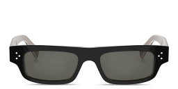 Shop CELINE 3 Dots HD Rectangle Sunglasses in Black Transparent Beige online.