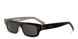 Shop CELINE 3 Dots HD Rectangle Sunglasses in Black Transparent Beige online.