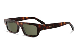 Shop CELINE 3 Dots HD Rectangle Sunglasses in Dark Havana online.