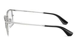 Shop BURBERRY Engraved Logo Rectangle Eyeglasses in Black & Silver online.