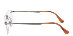 Shop PERSOL Luc Unisex Wide Rimless Rectangle Eyeglasses in Gunmetal online.