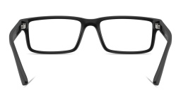 Shop Emporio Armani Eagle Logo Wide Rectangle Eyeglasses in Matte Black online.