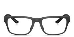 Shop Emporio Armani Eagle Logo Pillow Eyeglasses in Rubber Matte Black online.