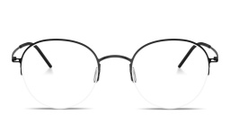 Shop GIORGIO ARMANI Engraved Logo Half-Rim Panthos Eyeglasses in Matte Black online.