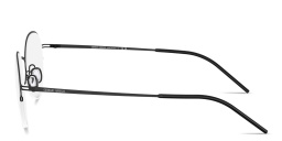 Shop GIORGIO ARMANI Engraved Logo Half-Rim Panthos Eyeglasses in Matte Black online.