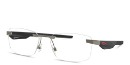 Shop Oakley Steakhouse 1.0 Unisex Wide Rimless Rectangle Eyeglasses in Matte Gunmetal online.