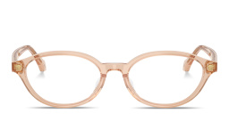 Shop VERSACE Medusa Oval Eyeglasses in Light Brown online.