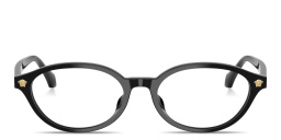 Shop VERSACE Medusa Oval Eyeglasses in Black online.