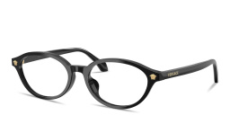 Shop VERSACE Medusa Oval Eyeglasses in Black online.