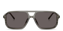 Shop Dolce & Gabbana Logo Signature Unisex Pilot Sunglasses in Grey On Striped Grey online.
