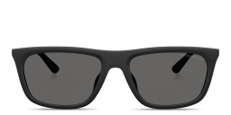 Shop Emporio Armani Eagle Logo Pillow Sunglasses in Matte Black online.
