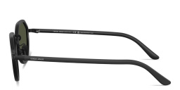 Shop GIORGIO ARMANI Engraved Logo Round Sunglasses in Matte Black online.