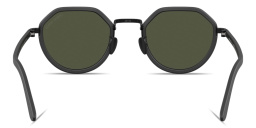 Shop GIORGIO ARMANI Engraved Logo Round Sunglasses in Matte Black online.
