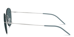 Shop GIORGIO ARMANI Engraved Logo Rimless Round Sunglasses in Matte Silver online.