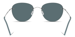 Shop GIORGIO ARMANI Engraved Logo Rimless Round Sunglasses in Matte Silver online.
