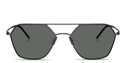 Shop GIORGIO ARMANI Engraved Logo Square Sunglasses in Matte Black online.
