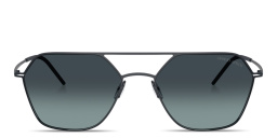 Shop GIORGIO ARMANI Engraved Logo Square Sunglasses in Matte Blue online.