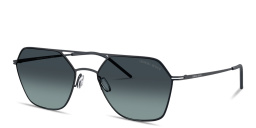 Shop GIORGIO ARMANI Engraved Logo Square Sunglasses in Matte Blue online.