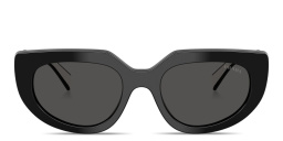 Shop PRADA Logo Signature Oval Sunglasses in Black online.