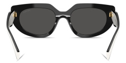 Shop PRADA Logo Signature Oval Sunglasses in Black online.