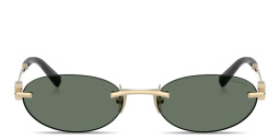 Shop TIFFANY Tiffany T Unisex Rimless Oval Sunglasses in Pale Gold online.