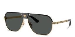 Shop VERSACE Medusa Square Sunglasses in Black online.