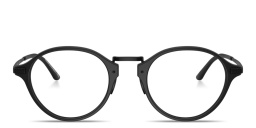 Shop GIORGIO ARMANI Engraved Logo Panthos Eyeglasses in Matte Black online.