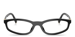 Shop MIU MIU Vertical Logo Oval Eyeglasses in Black online.