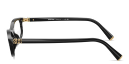 Shop MIU MIU Vertical Logo Oval Eyeglasses in Black online.