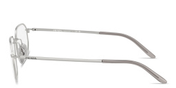 Shop PRADA Engraved Logo Irregular Eyeglasses in Silver online.
