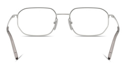 Shop PRADA Engraved Logo Irregular Eyeglasses in Silver online.