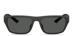 Shop Emporio Armani Embossed Logo Pillow Sunglasses in Rubber Matte Black online.