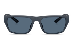 Shop Emporio Armani Embossed Logo Pillow Sunglasses in Rubber Matte Blue online.