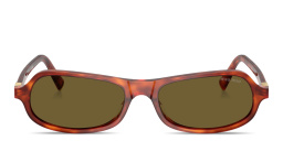Shop MIU MIU Vertical Logo Irregular Sunglasses in Havana Cognac online.