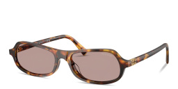 Shop MIU MIU Vertical Logo Irregular Sunglasses in Honey Havana online.