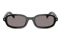 Shop PRADA Logo Signature Oval Sunglasses in Black online.