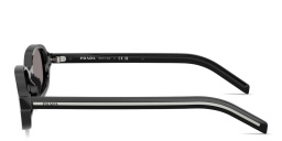 Shop PRADA Logo Signature Oval Sunglasses in Black online.