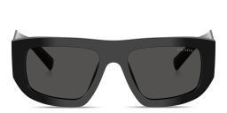 Shop PRADA Logo Signature Irregular Sunglasses in Black online.