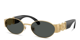 Shop VERSACE Medusa Oval Sunglasses in Gold online.