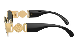 Shop VERSACE Medusa Oval Sunglasses in Gold online.