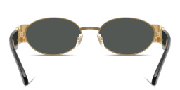 Shop VERSACE Medusa Oval Sunglasses in Gold online.