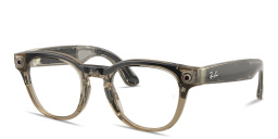 Shop Ray-Ban Meta Scriber Optics Unisex Panthos Eyeglasses in Transparent Stone Beige online.